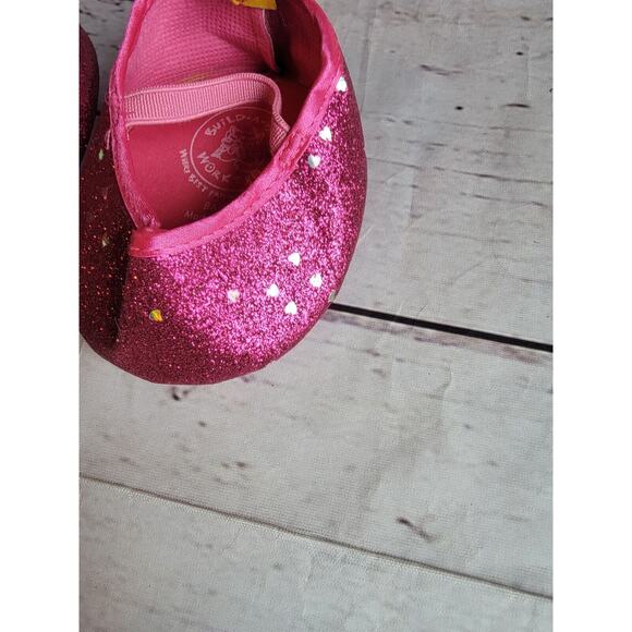 Build A Bear Workshop Fuchsia Glitter Sparkle Slip On Mary Janes Shoes - Picture 2 of 6